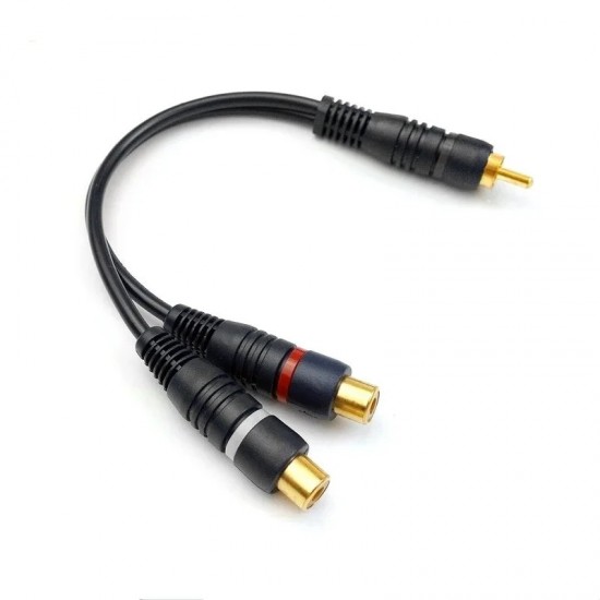 КАБЕЛ 1 RCA МЪВКА  2 RCA ЖЕНСКА 25 см 