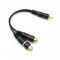 КАБЕЛ 1 RCA МЪВКА  2 RCA ЖЕНСКА 25 см 