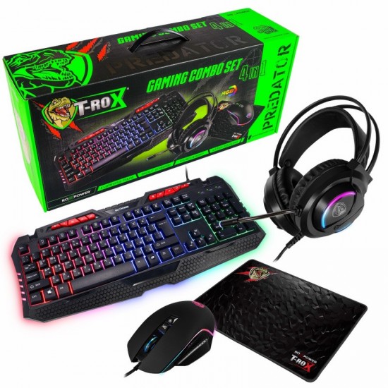 ГЕЙМИНГ КЛАВИАТУРА КОМБО ROXPOWER T-ROX 4 IN 1 PREDATOR ГЕЙМИНГ КЛАВИАТУРА КОМБО ROXPOWER T-ROX 4 IN 1 PREDATOR