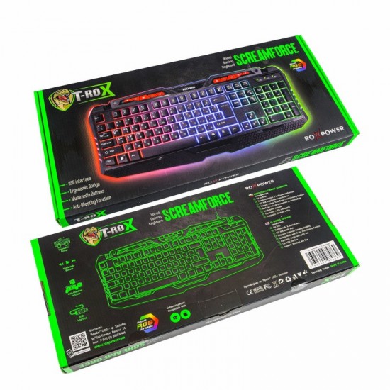 ГЕЙМИНГ КЛАВИАТУРА ROXPOWER T-ROX ST-GKB8161M SCREAMFORCE